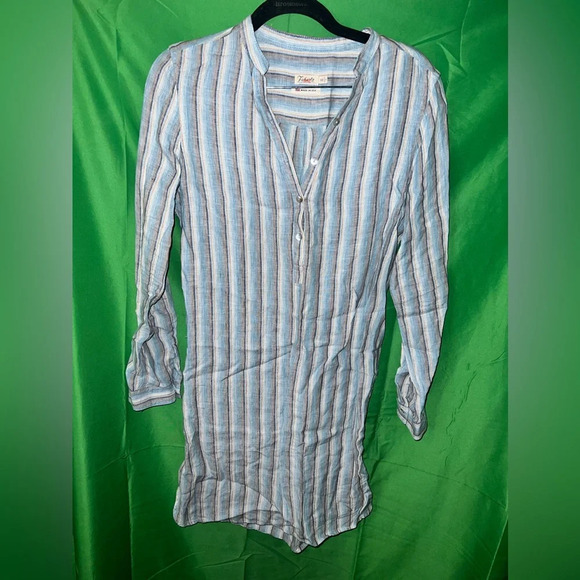Faherty 100% Linen Shirt Dress size XS- Broken Button - Picture 2 of 6